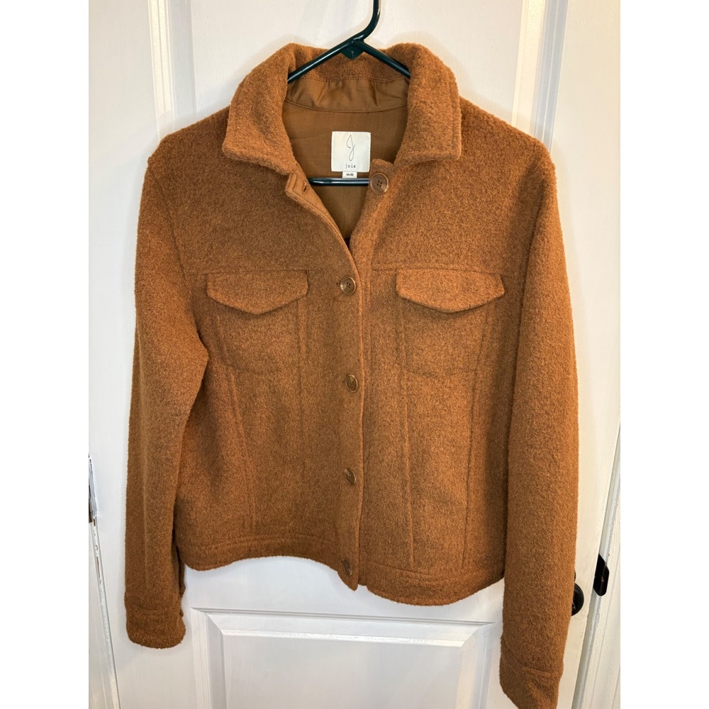 Joie Womens Rust Brown Textured Button Front Shacket Jacket Medium‎ RN75343